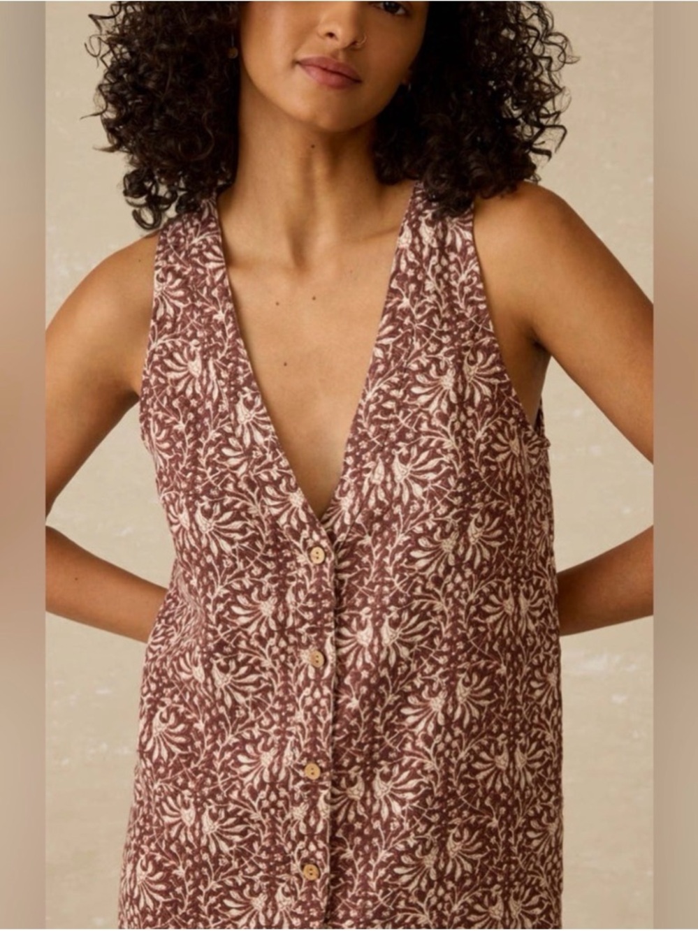 NWT Faherty Alston - Button-Front Sleeveless Dress